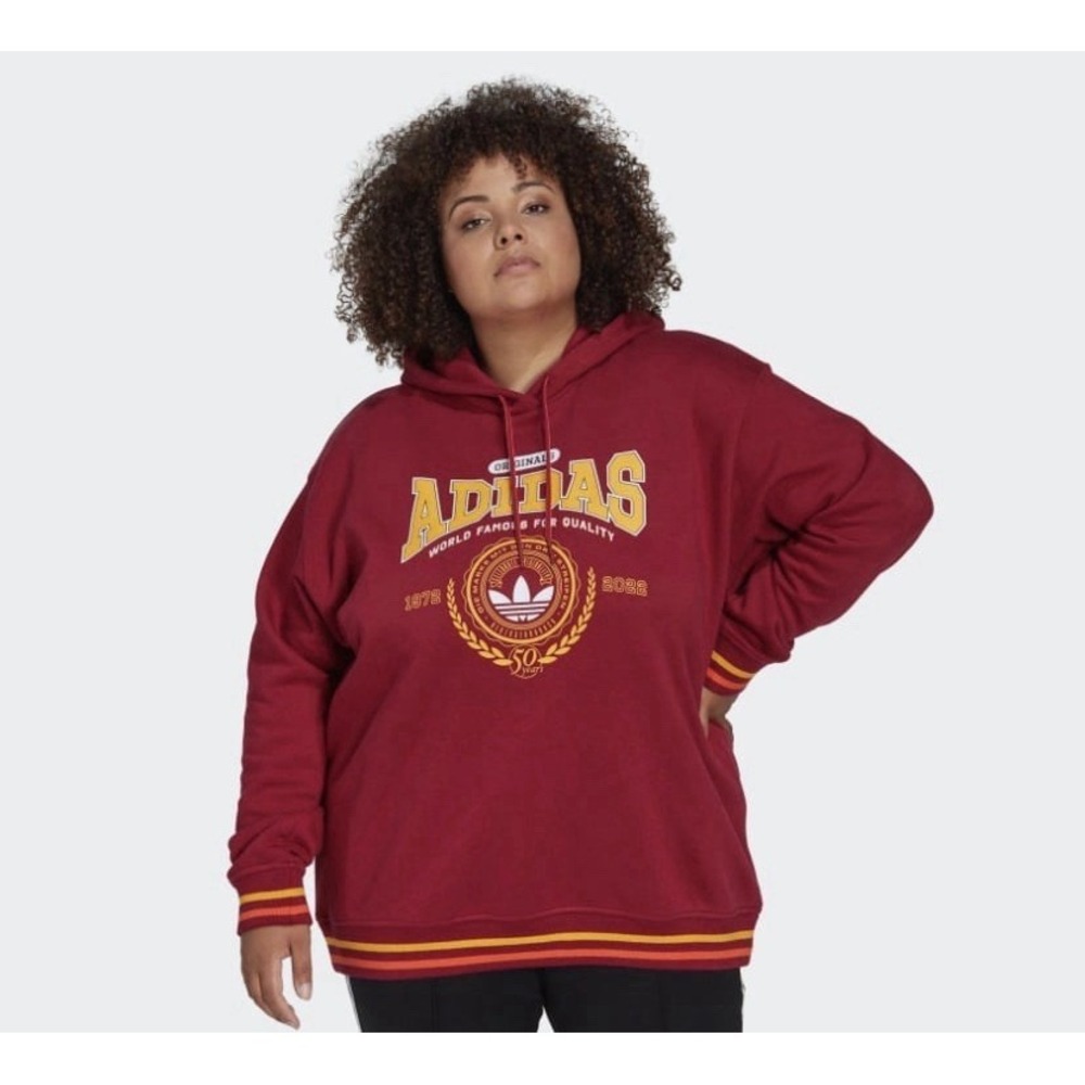 Adidas Womens Originals Legacy burgundy Class of 72 Hoodie Sweatshirt PLUS 2X NW